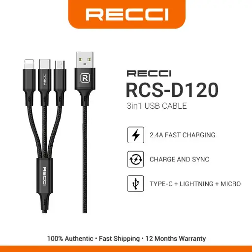 [6955482578483] RECCI CABLE /RCS- D120  3*1 (BLACK)